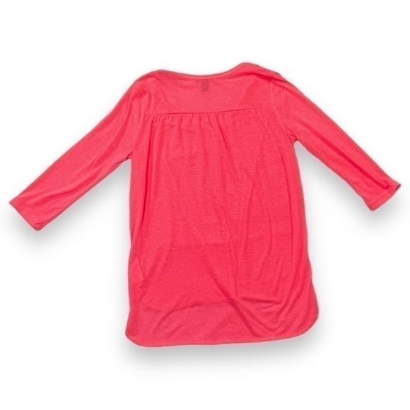 H&M Bright Coral 3/4 Sleeve Tunic Top with Button Front- Size X-Small - Picture 2 of 4